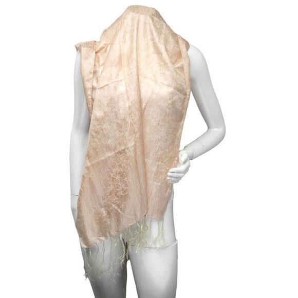 Silk Blend Textured Scarf Shawl Wrap Tassels Gold Yellow - Picture 2 of 8